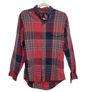 Gant Texhunt Plaid Button‎ Down Shirt Mens Medium Red Blue Long Sleeve